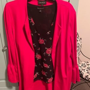 Red dress jacket and black and red top from Lane Bryant